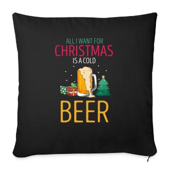 All I Want For Christmas Is A Cold Beer Retro - Sofa pillowcase 17,3'' x 17,3'' (45 x 45 cm) - black - Front