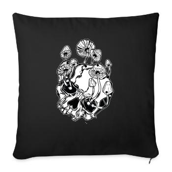 Champignons magiques // Crânes // Illustration - Housse de coussin décorative 45 x 45 cm - noir - Devant