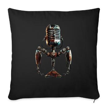 microphone old school - Housse de coussin décorative 45 x 45 cm - noir - Devant