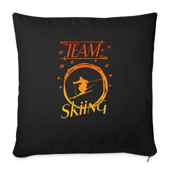 team skiing, skiing, ski fahren, ski - Sofakissenbezug 45 x 45 cm - Schwarz - Vorne