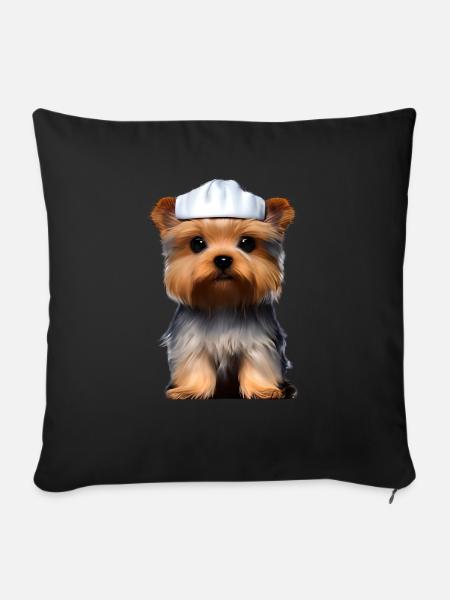 Yorkshire Terrier Kochen Hundewelpe Gastronom Hund - Sofakissenbezug 45 x 45 cm - Schwarz