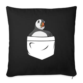 puffin puffin auke birds Lunde - Sofa pillowcase 17,3'' x 17,3'' (45 x 45 cm) - black - Front