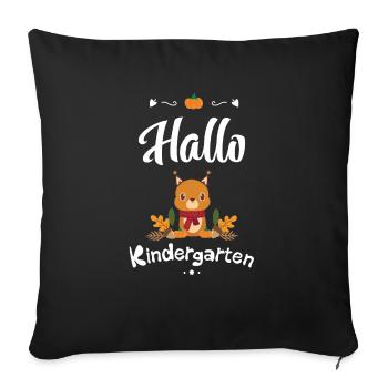 Joli design d’écureuil avec des motifs d’automne - Housse de coussin décorative 45 x 45 cm - noir - Devant