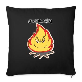 Illustration drôle de dessin animé feu câlin moi - Housse de coussin décorative 45 x 45 cm - noir - Devant