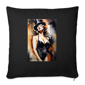 Vintage Burlesque Lady II - Sofakissenbezug 45 x 45 cm - Schwarz - Vorne