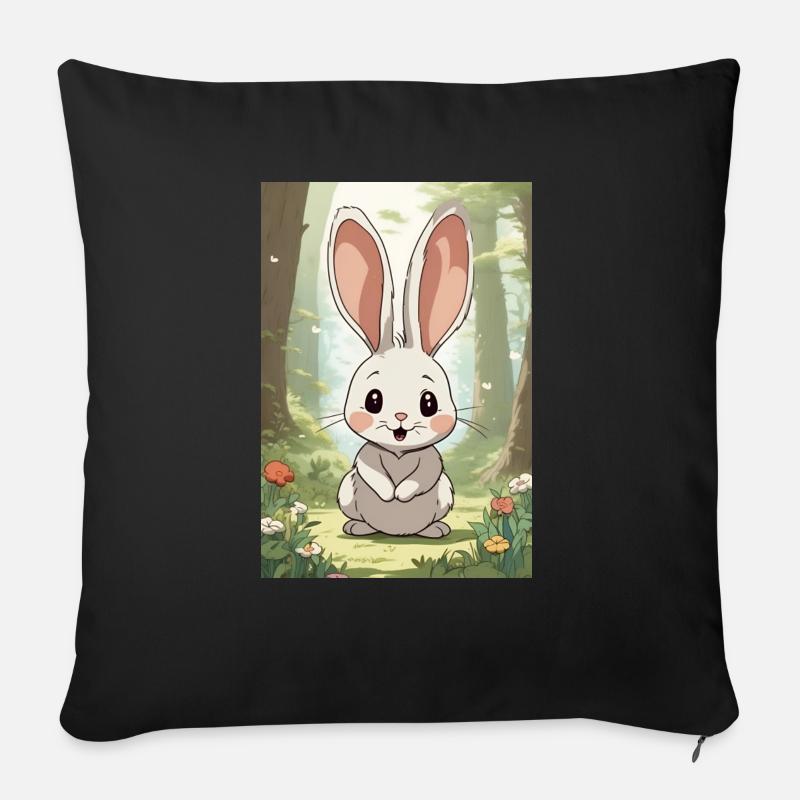 Cartoon Hase - Sofakissenbezug 45 x 45 cm - Schwarz