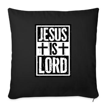 Jésus est Seigneur Croyez Croix Christ Foi Chrétien - Housse de coussin décorative 45 x 45 cm - noir - Devant