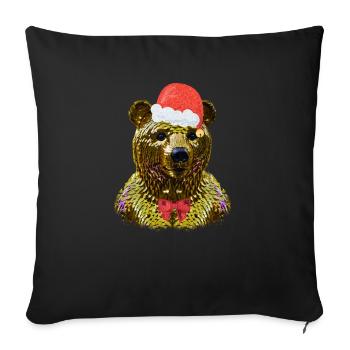 bear,golden bear,bear with sequins,christmas,go - Sofa pillowcase 17,3'' x 17,3'' (45 x 45 cm) - black - Front