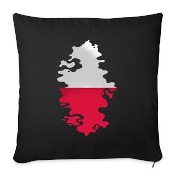 Drapeau de Pologne utilisé Look Polska Drapeau polonais - Housse de coussin décorative 45 x 45 cm - noir - Devant