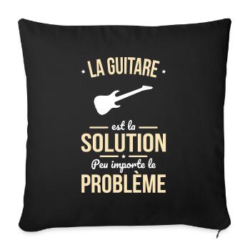 La guitare est la solution peu importe le problème - Housse de coussin décorative 45 x 45 cm - noir - Devant