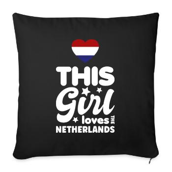 Pays-Bas Drapeau Hollande Drapeau néerlandais - Housse de coussin décorative 45 x 45 cm - noir - Devant