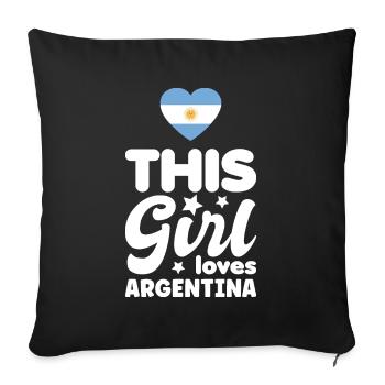 Drapeau de l’Argentine Amérique du Sud Drapeau argentin - Housse de coussin décorative 45 x 45 cm - noir - Devant