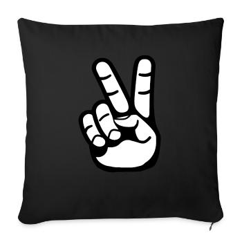 Peace Sign, Victory Sign - Sofa pillowcase 17,3'' x 17,3'' (45 x 45 cm) - black - Front