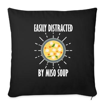 Facilement distrait par la soupe miso ramen - Housse de coussin décorative 45 x 45 cm - noir - Devant