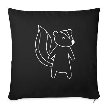 Dessin de mouffette, animal de la forêt, jolie - Housse de coussin décorative 45 x 45 cm - noir - Devant