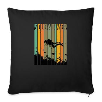 Diving Retro Diving Marine World Diver Diving - Sofa pillowcase 17,3'' x 17,3'' (45 x 45 cm) - black - Front