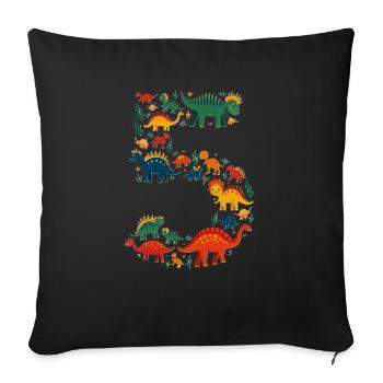 5th Birthday Dino Child - Sofa pillowcase 17,3'' x 17,3'' (45 x 45 cm) - black - Front