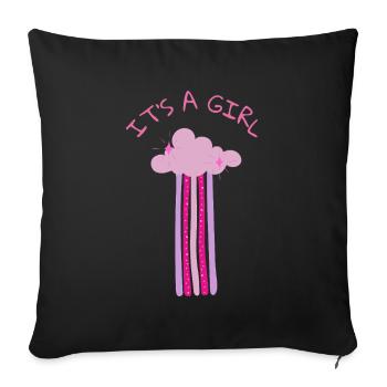 It's a Girl - Pink Cloud with Glitter for Party - Sofa pillowcase 17,3'' x 17,3'' (45 x 45 cm) - black - Front