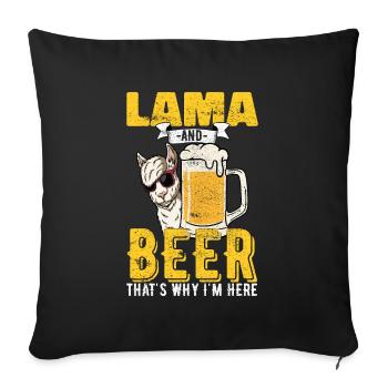 Llama Bière Alcool Lamas Cadeau - Housse de coussin décorative 45 x 45 cm - noir - Devant