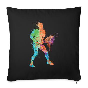 Joueur de tennis Garçons Filles Joueur de tennis Enfants - Housse de coussin décorative 45 x 45 cm - noir - Devant