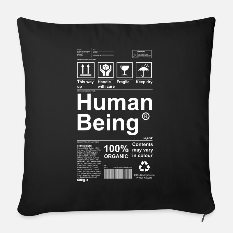 Human Being - Sofakissenbezug 45 x 45 cm - Schwarz