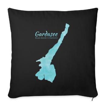 Lake Garda - outline blue - Sofa pillowcase 17,3'' x 17,3'' (45 x 45 cm) - black - Front