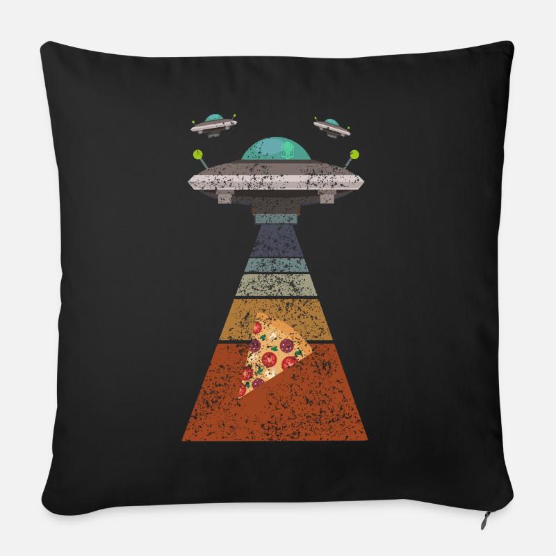 Pizza Ufo - Sofakissenbezug 45 x 45 cm - Schwarz
