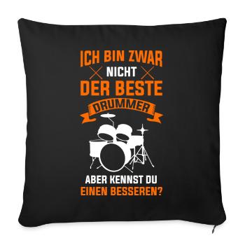Drummer Schlagzeug Drumset Musiker Trommeln - Sofakissenbezug 45 x 45 cm - Schwarz - Vorne