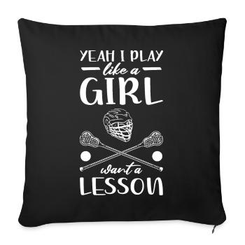 Lacrosse players | Sport Lacrosse Team Gifts - Sofa pillowcase 17,3'' x 17,3'' (45 x 45 cm) - black - Front