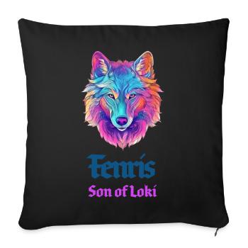 The Fenris Wolf, child of Loki - Sofa pillowcase 17,3'' x 17,3'' (45 x 45 cm) - black - Front