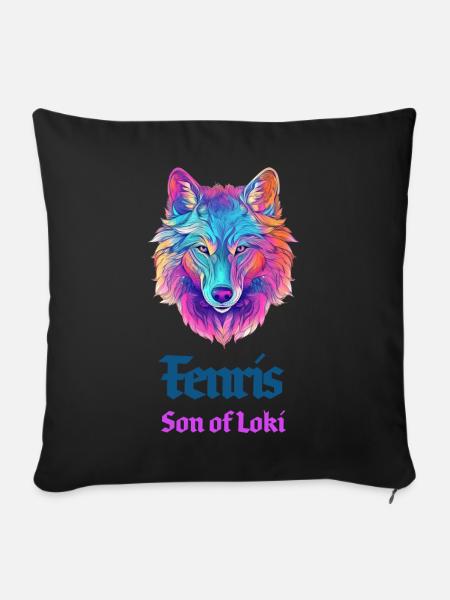 Der Fenriswolf, Kind des Loki - Sofakissenbezug 45 x 45 cm - Schwarz