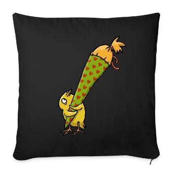 Chicks with school cone - Sofa pillowcase 17,3'' x 17,3'' (45 x 45 cm) - black - Front