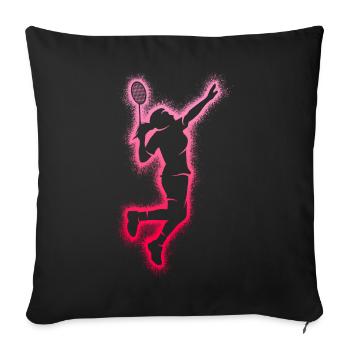 Joueur de badminton Badminton Filles Badminton - Housse de coussin décorative 45 x 45 cm - noir - Devant