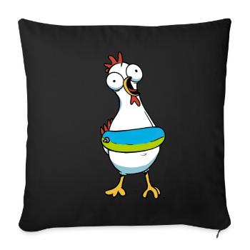 Poulet Poulets Anneau De Natation Détresse Nageur - Housse de coussin décorative 45 x 45 cm - noir - Devant