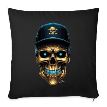 Urban Totenkopf Basecap - Sofakissenbezug 45 x 45 cm - Schwarz - Vorne
