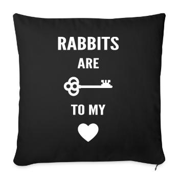 Rabbits are the key to my heart - Sofa pillowcase 17,3'' x 17,3'' (45 x 45 cm) - black - Front