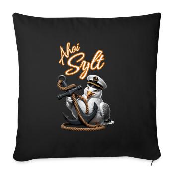 Ahoy Sylt Seagull avec ancre - Housse de coussin décorative 45 x 45 cm - noir - Devant