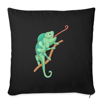 Green chameleon - Sofa pillowcase 17,3'' x 17,3'' (45 x 45 cm) - black - Front