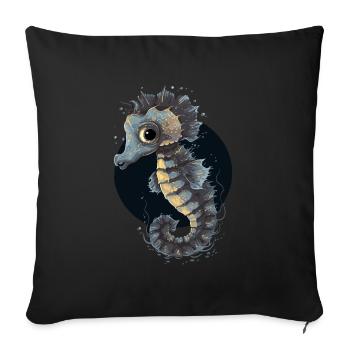 seahorses, corals, sea, ocean, marine life, animals - Sofa pillowcase 17,3'' x 17,3'' (45 x 45 cm) - black - Front