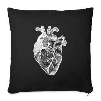 anatomical heart vintage illustration - Sofa pillowcase 17,3'' x 17,3'' (45 x 45 cm) - black - Front