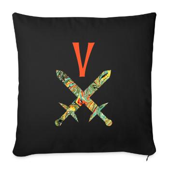 Épées croisées E 200 V - Housse de coussin décorative 45 x 45 cm - noir - Devant