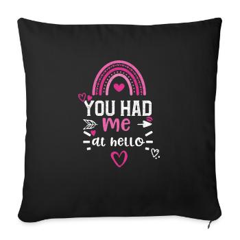 Tu m’as eu au bonjour - Housse de coussin décorative 45 x 45 cm - noir - Devant