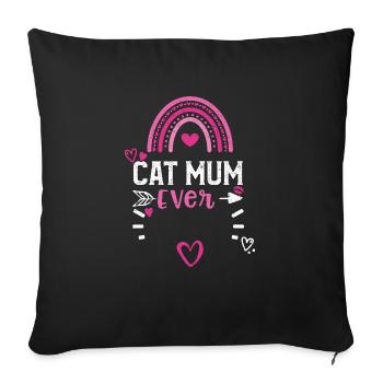 Cat Mum Ever - Valentine's Day - Sofa pillowcase 17,3'' x 17,3'' (45 x 45 cm) - black - Front