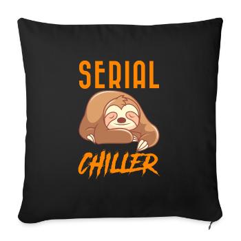 Serial Chiller Sloth chilling and relaxing - Sofa pillowcase 17,3'' x 17,3'' (45 x 45 cm) - black - Front