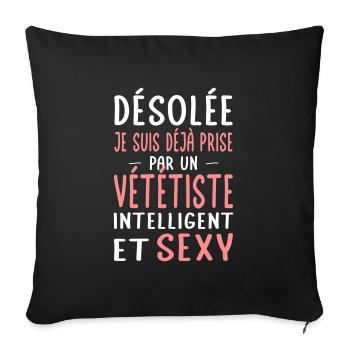 Désolée déjà prise par un vététiste sexy - Housse de coussin décorative 45 x 45 cm - noir - Devant