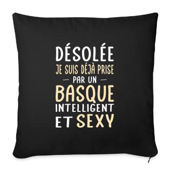 Désolée déjà prise par un Basque sexy - Housse de coussin décorative 45 x 45 cm - noir - Devant