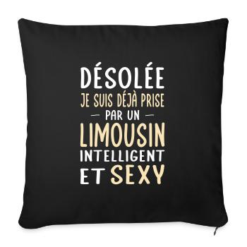 Désolée déjà prise par un Limousin sexy - Housse de coussin décorative 45 x 45 cm - noir - Devant