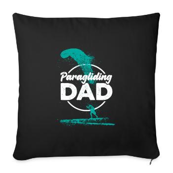 Parapente Papa vert - Housse de coussin décorative 45 x 45 cm - noir - Devant