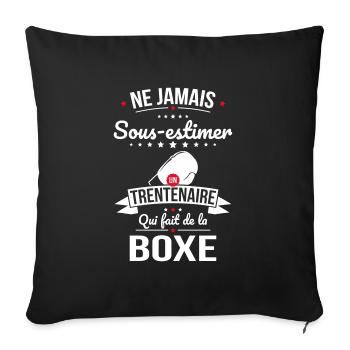 Sous-estimer un trentenaire qui fait de la boxe - Housse de coussin décorative 45 x 45 cm - noir - Devant