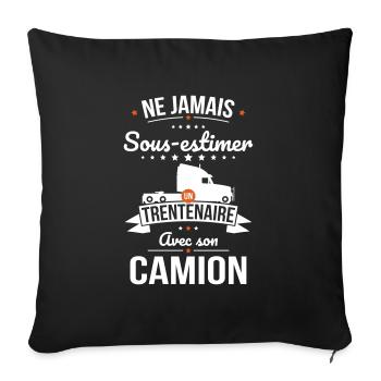 Sous-estimer un trentenaire avec son camion - Housse de coussin décorative 45 x 45 cm - noir - Devant